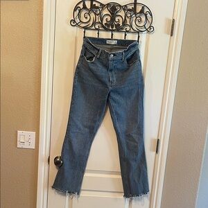 Abercrombie & Fitch Blue Flare Jeans with Frayed Hem